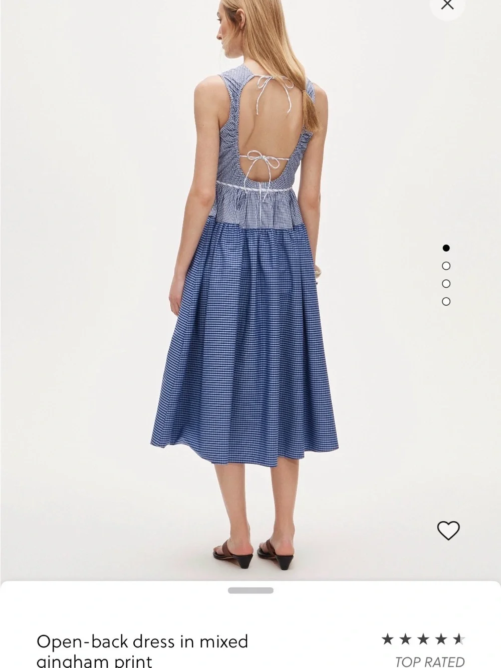 J. Crew Blue Gingham Open-Back Sundress